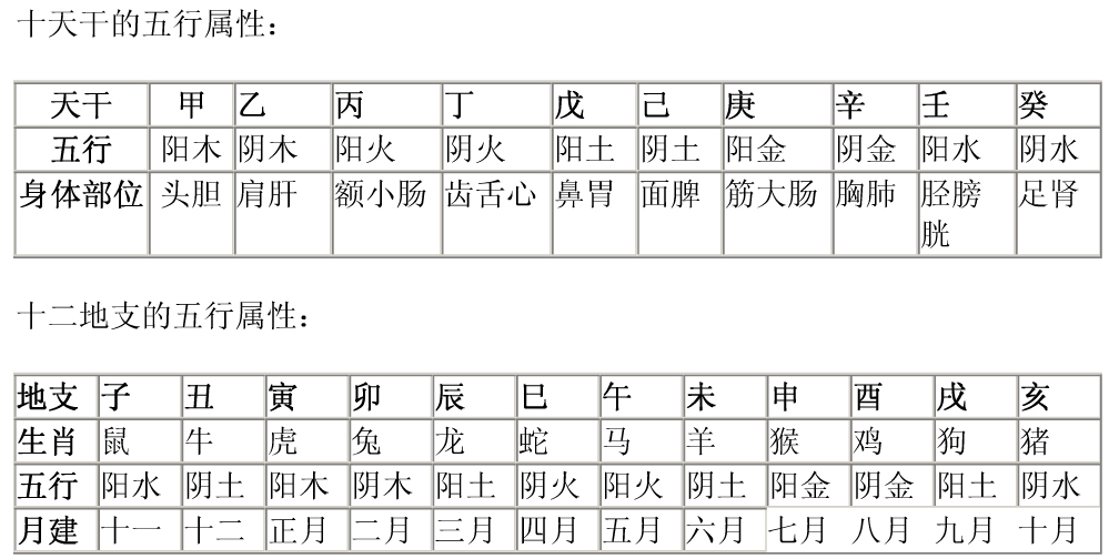 十二地支金木水火土属性十二五行属性方位